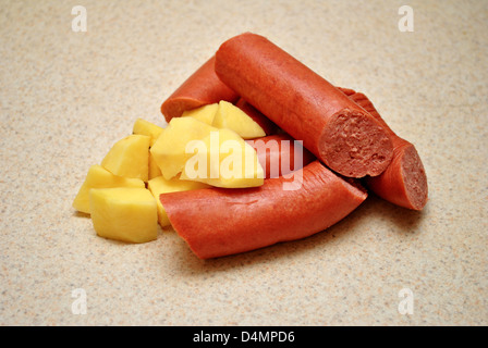 Cut up Potatoes and Kielbasa