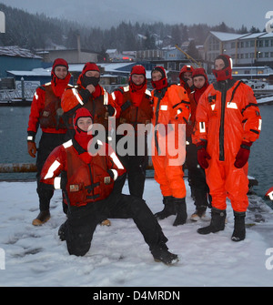 Sycamore small boat crew survival swim Stock Photo