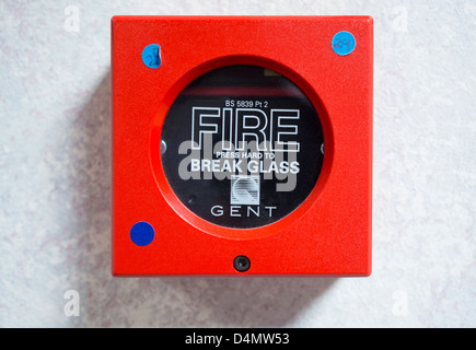 A wall mounted Fire Alarm box in a UK Office Building Stock Photo