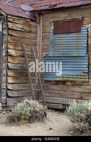 A ladder next to an old house in  Bodie Ghost Town, California, USA
