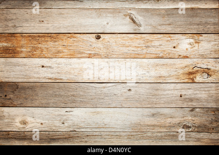 rustic weathered barn wood background with knots and nail holes Stock Photo