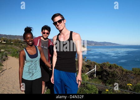 Friends at Point Dume State Preserve in Malibu Stock Photo