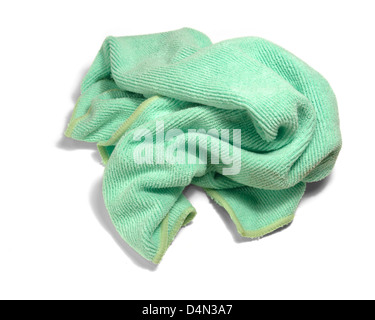 studio photography of a green microfiber duster isolated on white with shadow Stock Photo