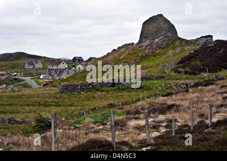 Isle of Lewis, Outer Hebrides, Scotland, Dun Carloway Broch on its hilltop, remnants showing  outer double wall system Stock Photo