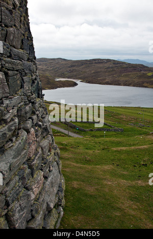 Isle of Lewis, Outer Hebrides, Scotland, Dun Carloway Broch, the Dun with Loch an Duin beyond. Stock Photo