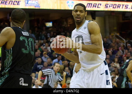 March 16, 2013: Akron's Zeke Marshall (44) in action during the MAC Tournament Championship game. Akron beat Ohio 65-46 at Quicken Loans Arena in Cleveland, OH. Stock Photo