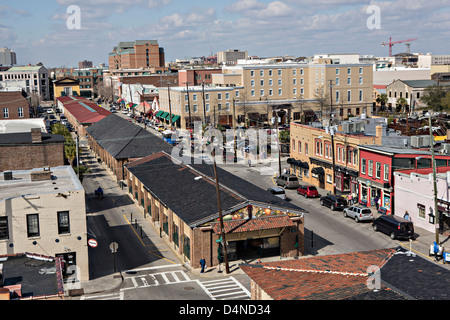 Aerial view of the Historic Charleston City Market on Market Street in Charleston, SC. Stock Photo