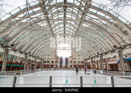 Skating rink, Reston town center, a planned community, Fairfax County, Virginia Stock Photo