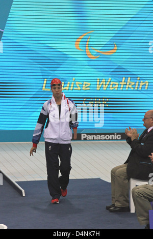 Louise Watkin of GB in the Women's 200m Ind. Medley - SM9 at the aquatics centre at the London 2012 Paralympic games. Stock Photo