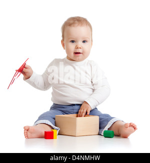 pretty baby with color educational toy Stock Photo