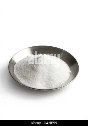 Table salt in small metal dsh Stock Photo