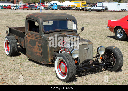 An antique Chevy pickup in the beginning stages of being refurbished. Stock Photo