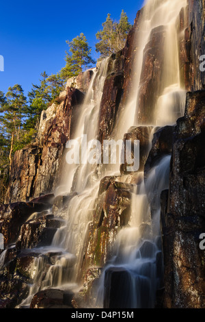 Waterfall over rocks, Skäktefallet, Halleberg, Sweden, Europe Stock Photo