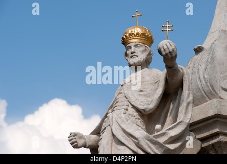 Nitra, Slovakia, Detail with a statue at the castle well in Nitra Stock Photo