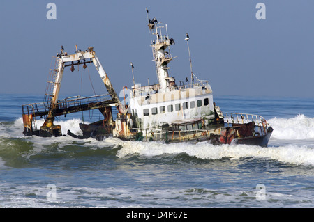 Stranded fishing boat 'Zeila' - Skeleton Coast, Namibia Stock Photo