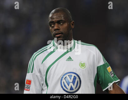 Wolfsburg?s Grafite pictured during the German Bundesliga match Schalke 04 vs VfL Wolfsburg at VeltinsArena stadium in Gelsenkirchen, Germany, 18 September 2009. Wolfsburg defeated Schalke 2-1. Photo: Achim Scheidemann Stock Photo