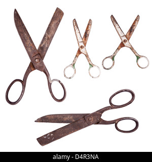 Set old tailor scissors Stock Photo