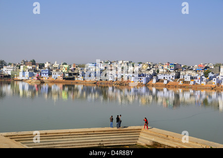 Pushkar holy lake in Rajasthan Stock Photo