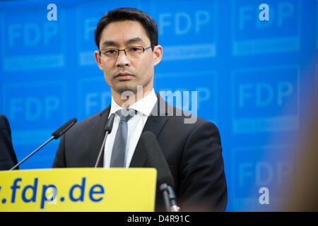 March 18th, Berlin - Germany. Economy Minister Philipp Rösler (FDP) presents some points of the program for the 2013 candidature.Credits: Credit: Gonçalo Silva/Alamy Live News. Stock Photo