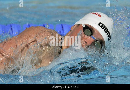 German swimmer Paul Biedermann seen in action during his heat of the men?s 400m freestyle competition at the FINA Swimming World Championships in Rome, Italy, 26 July 2009. Biedermann finished his heat first and qualified for the final. Photo: Bernd Thissen Stock Photo