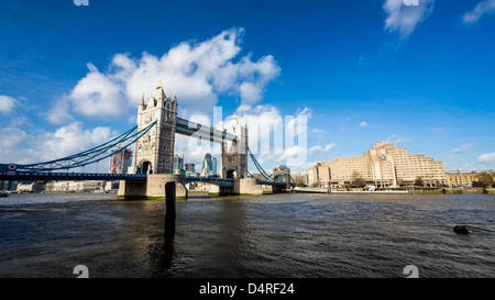 Tower Bridge in a sunny and cloudy day Stock Photo