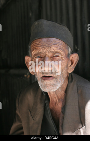 Old Garhwali man at Harsil Village. Stock Photo