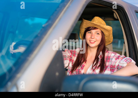 USA, Texas, Young woman driving pickup truck Stock Photo - Alamy