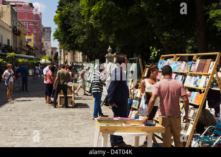 Booksellers in Plaza de Armas Havana Cuba Stock Photo