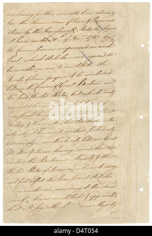 A page from the Treaty of Paris, signed in 1783, formally ending the ...
