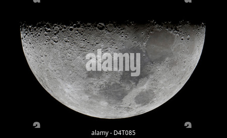 The feature known as Lunar-X visible only for a few hours on the moon surface. Stock Photo