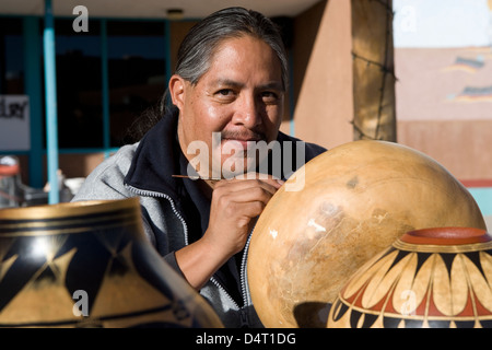 Albuquerque: Indian Pueblo Cultural Center/gourd decorating artist Stock Photo