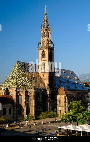 Bolzano Cathedral in Bolzano Italy, Walther Square Stock Photo