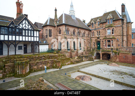 Priory Gardens site of the original Cathedral With the Blue Coat School in the background Priory Row Coventry West Midlands UK Stock Photo