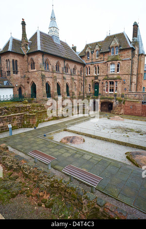 Priory Gardens site of the original Cathedral With the Blue Coat School in the background Priory Row Coventry West Midlands UK Stock Photo