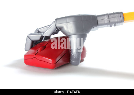 Toy Robot Hand with Computer Mouse Stock Photo