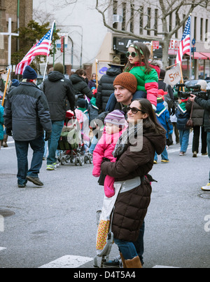 St. Patrick's Day at the Irish-American Parade in the Park Slope neighborhood of Brooklyn in New York Stock Photo