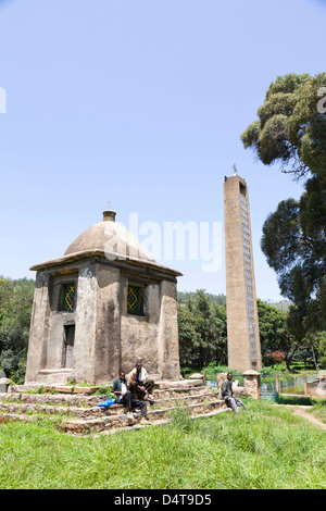 Sculptures in the compound of St. Mary of Zion, Aksum, Ethiopia Stock Photo