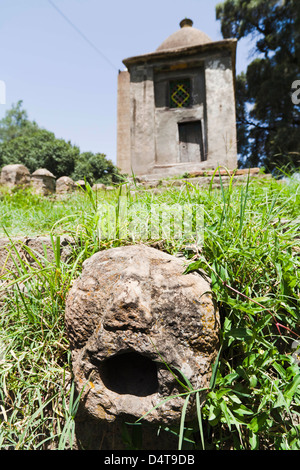 Sculptures in the compound of St. Mary of Zion, Aksum, Ethiopia Stock Photo