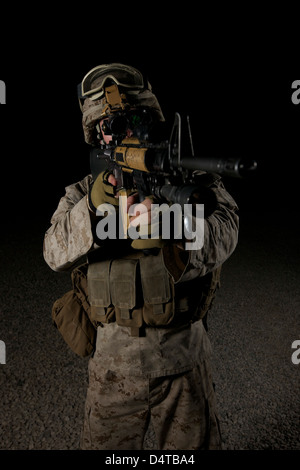 Portrait of a U.S. Marine wearing night vision device. Stock Photo