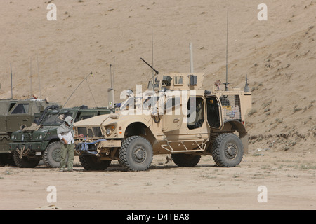 The Oshkosh M-ATV is an MRAP (Mine Resistant Ambush Protected) vehicle commonly found in Afghanistan. Stock Photo