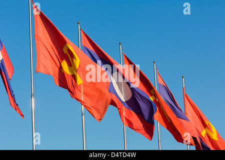 Laos, Vientiane, Communist Flag Stock Photo - Alamy