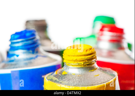 Tubes of acrylic paints in a row with paint squeezed out of each top Stock  Photo - Alamy
