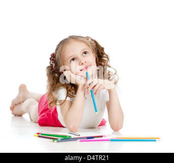 dreamy girl with pencils Stock Photo