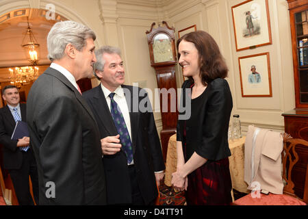 US Secretary of State John Kerry meets with Secretary of State for Northern Ireland Theresa Villiers at the Department of State in Washington, DC. Stock Photo