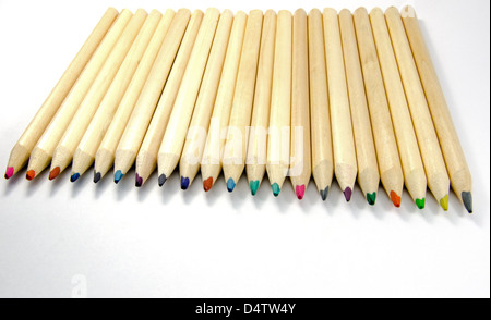 Colored pencils lined up Stock Photo