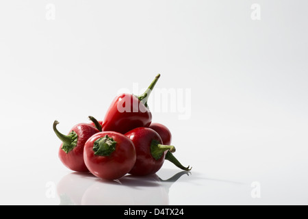 Pile of small red peppers Stock Photo