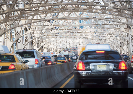 Traffic on urban bridge Stock Photo