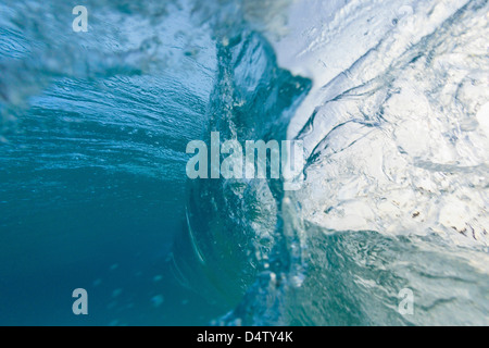 Crashing wave viewed underwater Stock Photo