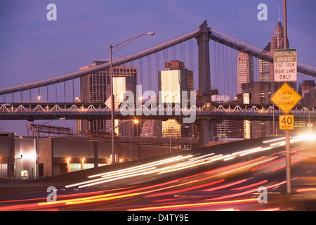 Time lapse view of New York City traffic Stock Photo