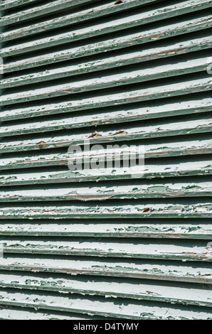 Painted peeling wooden panels Stock Photo